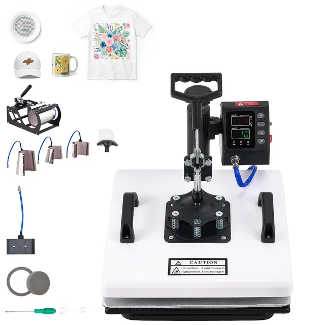 Alt view image 8 of 8 - VEVOR Heat Press Machine, 15 x 15 in, 8-in-1 Multifunction, 360° Swing Away, Heat Up Fast and Even, Digital Precise Control, Sublimation Press Machine for T-Shirts, Mugs, Tumblers, Caps, Plates
