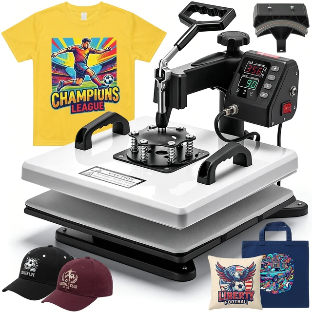 Alt view image 8 of 8 - VEVOR Heat Press Machine, 15 x 15 in, 2-in-1 Multifunction, 360° Swing Away, 1200W Double Tube Fast and Even Heating, Digital Precise Control, Sublimation Press Machine for T-Shirts, Hats, Caps