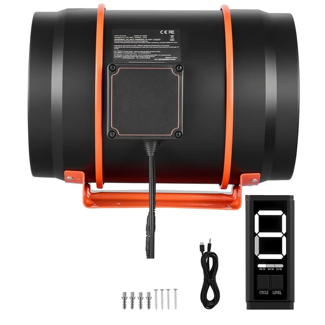 Alt view image 8 of 8 - VEVOR Inline Duct Fan, 807 CFM 8 inch EC Motor Ventilation Fan with 3-Speed Circulation, 10-Speed PWM Controller, Timer-Controlled Operation, Cooling for Grow Tents, Indoor Gardening, Hydroponics