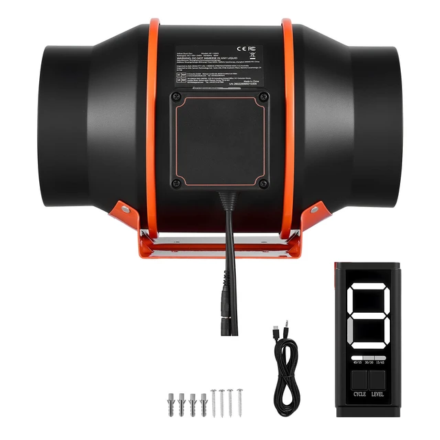 Alt view image 8 of 8 - VEVOR Inline Duct Fan, 402 CFM 6 inch EC Motor Ventilation Fan with 3-Speed Circulation, 10-Speed PWM Controller, Timer-Controlled Operation, Cooling for Grow Tents, Indoor Gardening, Hydroponics