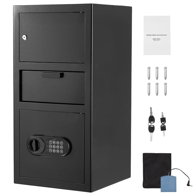 Alt view image 9 of 9 - VEVOR 3.6 Cubic Feet Drop Safe Large Capacity 3 Tiers Drop Slot Safe Box Black