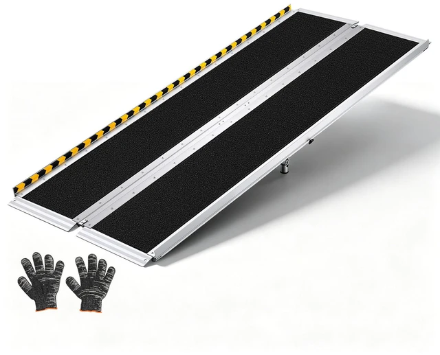 Main image of VEVOR Portable Wheelchair Ramp, 6FT, Non-Slip Aluminum Folding Handicap Ramp for Wheelchair, 800 lbs Capacity, Door Threshold Ramps for Home Steps, Stairs, Entry, Threshold, Doorways, Scooter, Curbs