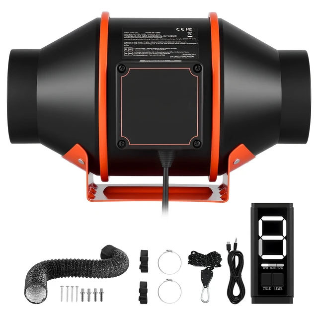 Alt view image 8 of 8 - VEVOR Inline Duct Fan Kit with Carbon Filter, 205 CFM 4 inch EC Motor Ventilation Fan with 3-Speed Circulation, 10-Speed PWM Controller, Timer, Cooling for Grow Tents, Indoor Gardening, Hydroponics