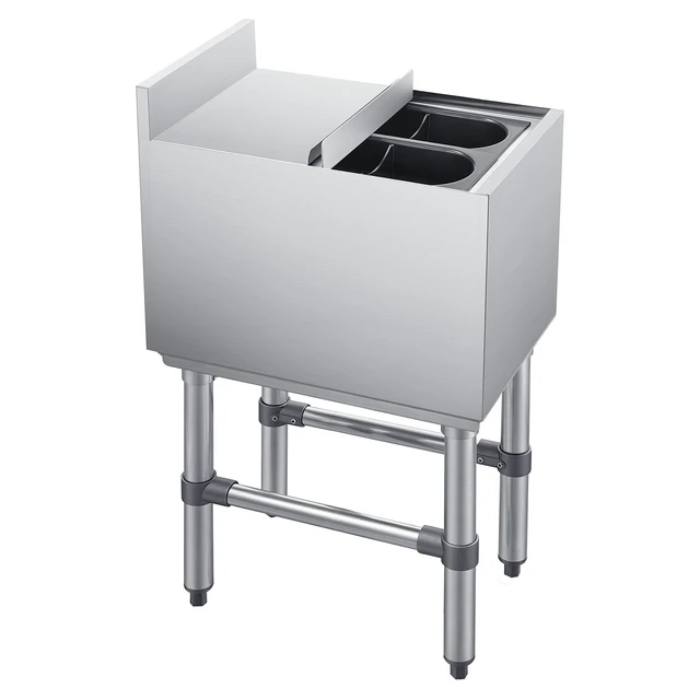 Alt view image 8 of 8 - VEVOR Commercial Ice Bin, 29.6 Qt Max Capacity, 12 x 19 x 33 Inch Stainless Steel Ice Chest with Sliding Lid and Bottle Holders, Cooler Cart Cocktail Unit for Bar Restaurant Pub, NSF Certified