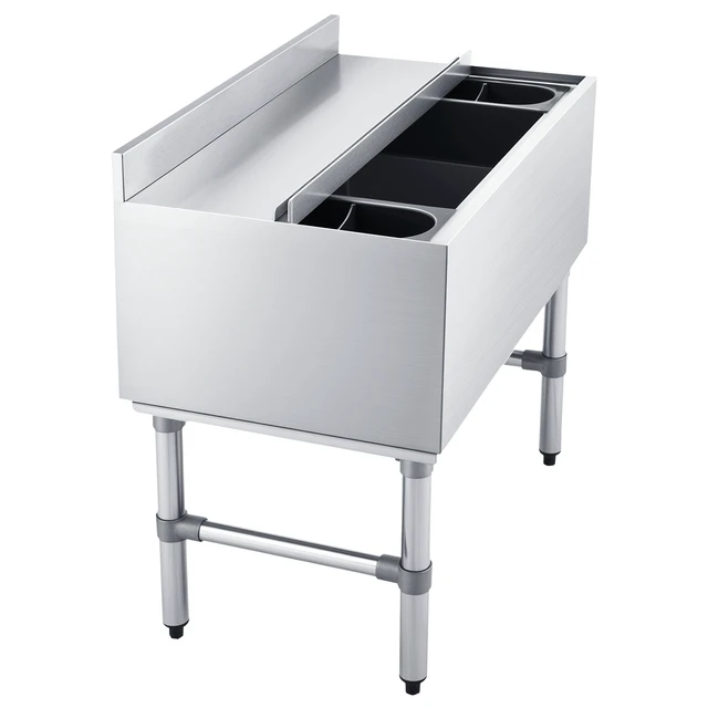 Alt view image 15 of 15 - VEVOR Commercial Ice Bin, 82.9 Qt Max Capacity, 30 x 19 x 33 Inch Stainless Steel Ice Chest with Sliding Lid and Bottle Holders, Cooler Cart Cocktail Unit for Bar Restaurant Pub, NSF Certified