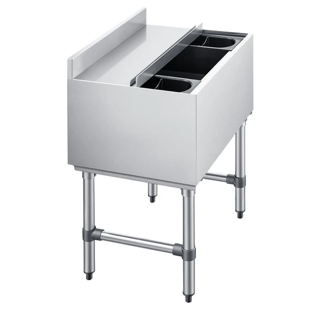 Alt view image 8 of 8 - VEVOR Commercial Ice Bin, 65.1 Qt Max Capacity, 24 x 19 x 33 Inch Stainless Steel Ice Chest with Sliding Lid and Bottle Holders, Cooler Cart Cocktail Unit for Bar Restaurant Pub, NSF Certified