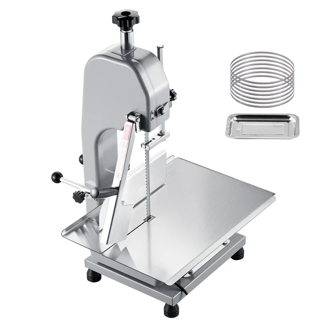 Alt view image 8 of 8 - VEVOR Commercial Electric Meat Bandsaw, 1500W Bone Sawing Machine with 12.4" x 18.1" Workbench, 0-4.3" Cutting Thickness, 7 Extra Replacement Blades, for Cutting Bone, Frozen Meat, Pork, Beef & Ribs