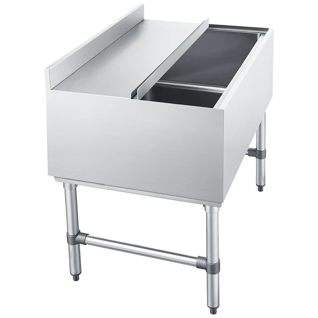 Alt view image 15 of 15 - VEVOR Commercial Ice Bin, 134.7 Qt Max Capacity, 36 x 24 x 33 Inch Stainless Steel Ice Chest with Sliding Lid, 24H Long-Lasting Insulation, Cooler Cart Cocktail Unit for Bar Restaurant Pub, NSF