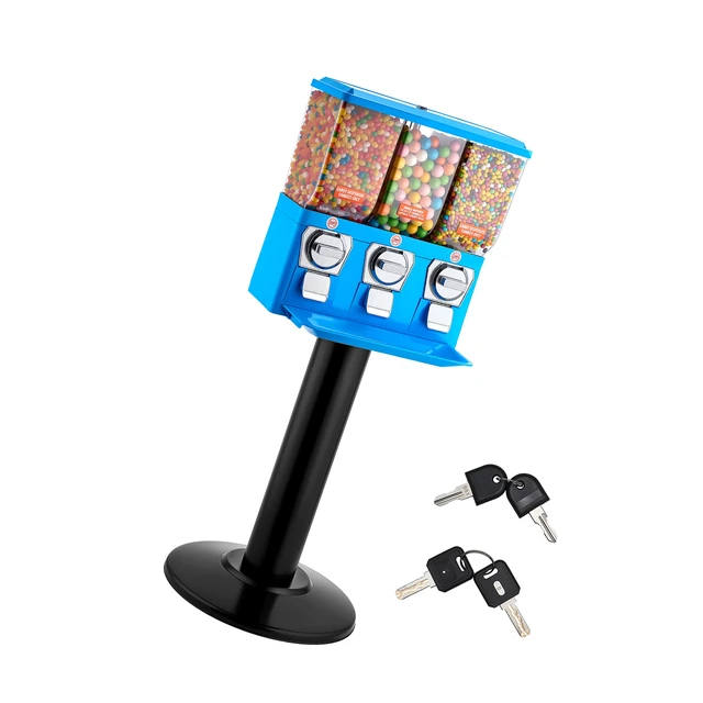 Alt view image 15 of 15 - VEVOR Candy Vending Machine, Triple Compartment Candy Vending Machine with Stand, Gumball & Candies Vendings Machines with Built-In Cash Box, Detachable, Vintage Candies Dispenser for Shops, Arcades