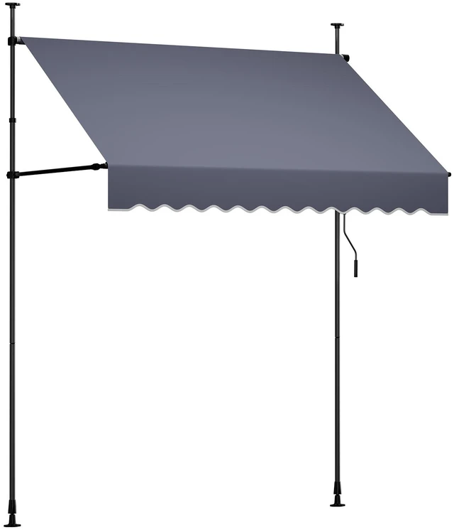 Alt view image 8 of 8 - VEVOR Manual Retractable Awning, 78" Outdoor Retractable Patio Awning Sunshade Shelter, Height Adjustable Patio Door Window Canopy with Manual Crank Handle for Backyard, Garden, Balcony, Dark Gray