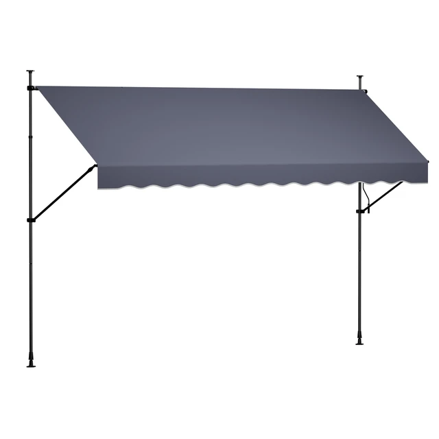 Alt view image 8 of 8 - VEVOR Manual Retractable Awning, 157" Outdoor Retractable Patio Awning Sunshade Shelter, Height Adjustable Patio Door Window Canopy with Manual Crank Handle for Backyard, Garden, Balcony, Dark Gray