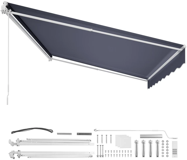 Main image of VEVOR Electric Retractable Awning, 14.1' x 9.8' Motorized Patio Awning, Sunshade Shelter with Remote Controller & Manual Crank Handle, Waterproof Polyester Fabric for Outdoor Deck, Balcony, Yard, Gray