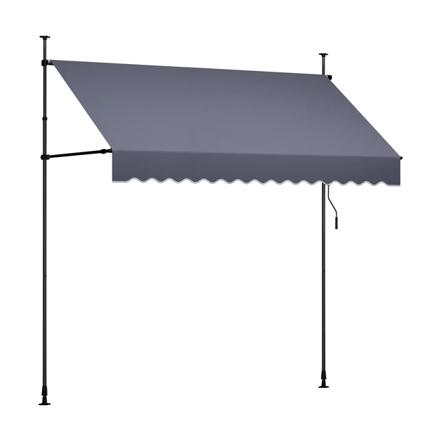 Alt view image 8 of 8 - VEVOR Manual Retractable Awning, 98" Outdoor Retractable Patio Awning Sunshade Shelter, Height Adjustable Patio Door Window Canopy with Manual Crank Handle for Backyard, Garden, Balcony, Dark Gray