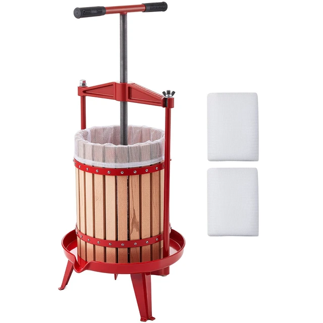 Alt view image 8 of 8 - VEVOR Fruit Wine Press, 4.75Gal/18L Manual Juice Maker, Solid Beech Wood Basket, Vintage Traditional Juicer with 2 Filter Bags, Heavy Duty T-Shaped Handle Bar for Cider Apple Grape Press, Kitchen Home