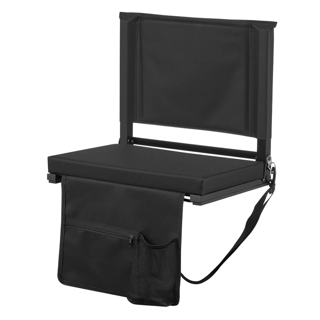 Alt view image 9 of 9 - VEVOR Stadium Seat, Folding Bleacher Chair with Back Support and Thick Cushion, Padded Stadium Seat for Bleacher Includes Shoulder Strap, Hooks, Cup Holder, and Side Pocket, Black Bleachers Chair