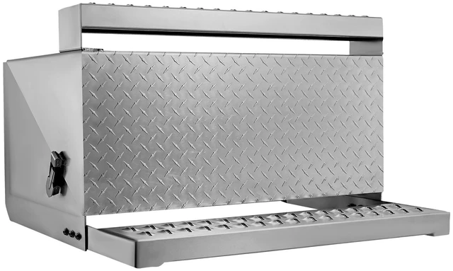 Alt view image 2 of 2 - VEVOR Semi-Truck Step Tool Box, 31" x 30" x 19" Heavy Duty Aluminum Diamond Plate Toolbox, Waterproof Cab Entry Step Storage Box with Shock-Absorbing Latch for Flatbed, Crane, and Semi Trucks