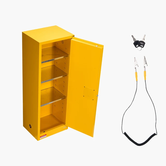 Alt view image 15 of 15 - Flammable Cabinet, 23.2 x 18.1 x 65.0 inch, 23 Gallon Flammable Storage Cabinet with Adjustable Shelf, Cold-Rolled and Galvanized Steel Fire Cabinets, for Commercial Industrial Home Use, Yellow
