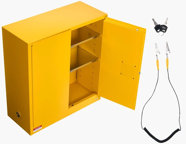 Alt view image 8 of 8 - Flammable Cabinet, 43.0 x 18.1 x 46.4 Inch, 29 Gallon Flammable Storage Cabinet with Adjustable Shelf, Cold-Rolled and Galvanized Steel Fire Cabinets, for Commercial Industrial Home Use, Yellow