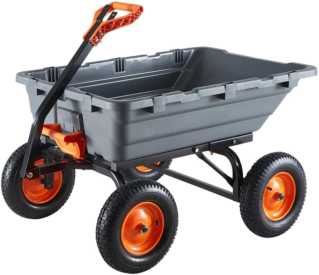 Main image of VEVOR Garden Dump Cart, 1500 lbs Poly Dump Cart, Garden Carts Dumps Wagon with 90° Quick-Dumps Mechanism, Adjustable Handle, 270° Flexible Rotating Bearings, Yard Wagon for Plants, Soil, Crops