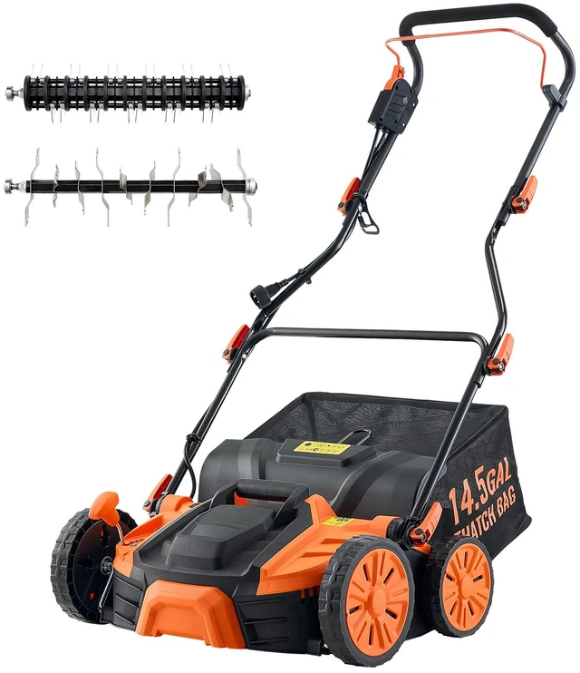 Alt view image 9 of 9 - VEVOR 2-in-1 Electric Dethatcher and Scarifier Lawn Dethatcher 16-Inch 15 Amp