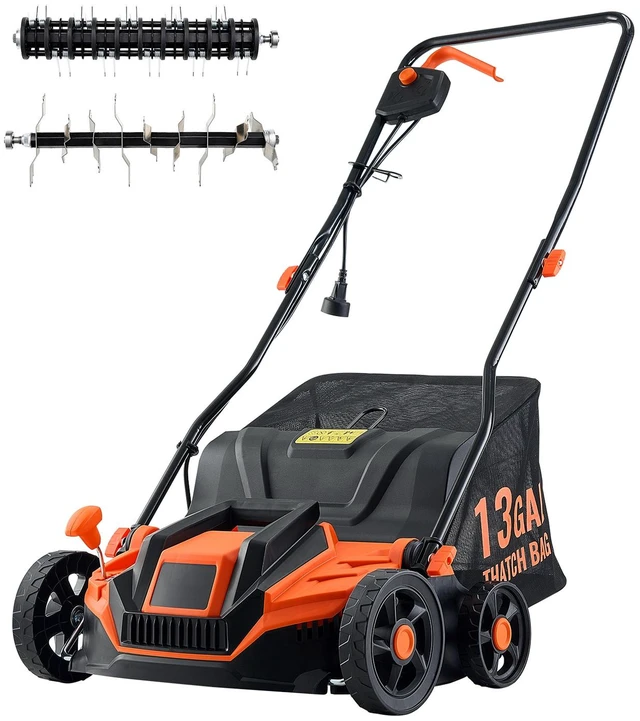 Alt view image 9 of 9 - VEVOR 2-in-1 Electric Dethatcher and Scarifier Lawn Dethatcher 13-Inch 13 Amp