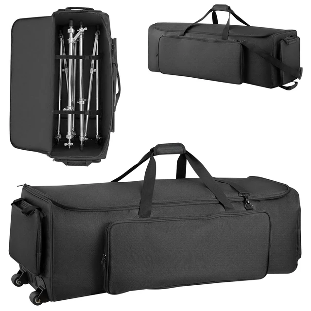 Alt view image 2 of 2 - Vevor Drum Hardware Bag with Wheels, 1680D, Drum Set Equipment Carry Bag, Carrying Case with Sturdy Handle, Durable Zipper, Smooth PVC Wheels, Multiple Pockets, for Hardware and Stand Accessory, Black