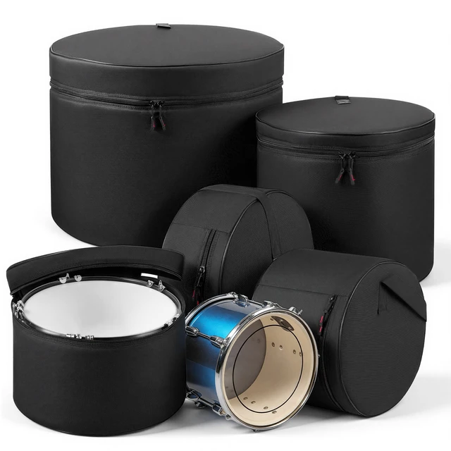 Alt view image 8 of 8 - VEVOR 5-Piece Drum Case Set, 600D, Padded Drum Bags for 22 in Bass, 12/13/16 in Tom, 14 in Snare, Thick Padding, Lightweight Protective Covers Travel Storage Cases, for Drums Accessories Protection