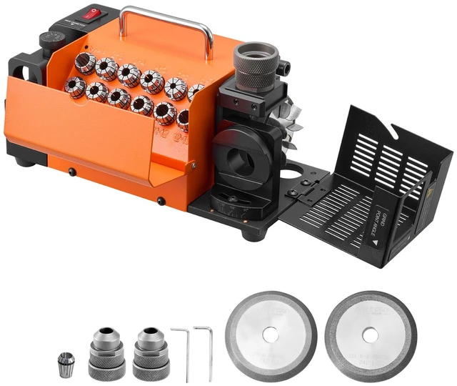 Alt view image 2 of 2 - Drill Bits Sharpener MR-13B, 3-15mm Drill Bit Grinder Sharpener with Adjustable Lip Relief Angle & 95°-135° Point Angle, 5800RPM High Speed Re-Sharpener with 13 Collets, CBN & SDC Wheels
