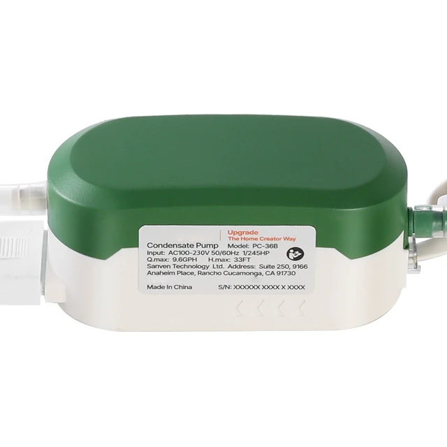Alt view image 8 of 8 - VEVOR Condensate Pump, 1/245 HP, 9.6 GPH, 33 ft Lift, 100-230V Automatic AC Condensation Removal Pump with Safety Switch, Quiet, for Air Conditioner, Dehumidifier, HVAC, Furnace, Ice Maker Water Drain