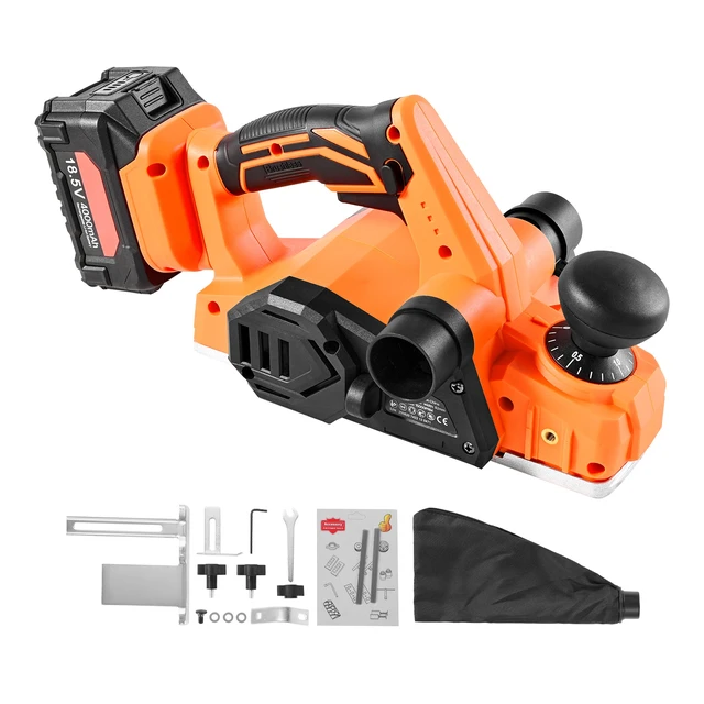 Alt view image 2 of 2 - Cordless Handheld Planer, 3-1/4-Inch Cut Width, 15000 RPM Electric Hand Wood Planer with 4.0 Ah 18V Lithium Battery, Brushless Motor, Adjustable Cut Depth, Dust Collection Bag, for Woodworking