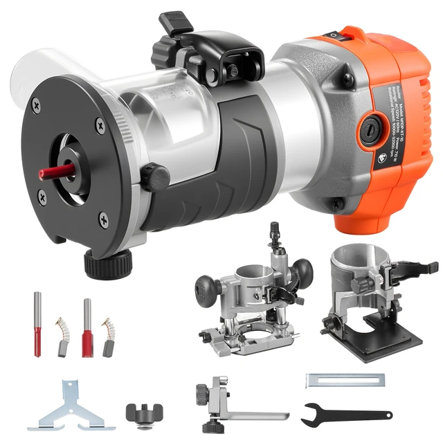 Alt view image 8 of 8 - VEVOR Wood Router, 1 HP 710W, Variable Speed Palm Router Tool with 1/4 in Collet, Compact Edge Wood Trimmer with Fixed, Plunge & Tilt Base, Soft Start, for Woodworking, Trimming, DIY Projects, Corded