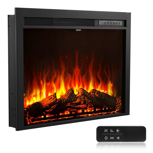 Alt view image 9 of 9 - VEVOR 35in Electric Fireplace Insert Wall Recessed Heater 750W 1500W Remote
