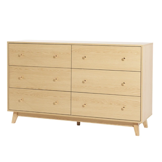 Alt view image 8 of 8 - VEVOR 6 Drawer Dresser, Wooden Chest of Drawers with Sliding with Anti-tip Device, Modern Minimalist Dresser Chest, Closet Storage Organizer for Living Room, Hallway, Bedroom, Entryway, Light Wood