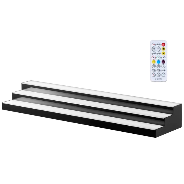 Alt view image 15 of 15 - VEVOR LED Lighted Liquor Bottle Display, 3 Tiers 60 inches, Acrylic Illuminated Home Bar Shelf Display with RF Remote & App Control, DIY Setup with Type-C Cables, 9 Static Colors, for 45-60 Bottles