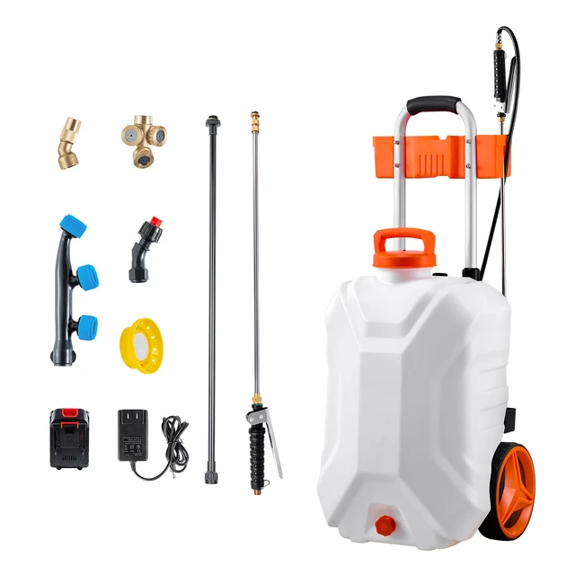 Alt view image 2 of 2 - VEVOR 10 Gal Battery Powered Sprayer with Cart Wheeled 0-80 PSI Electric Weed Sprayer
