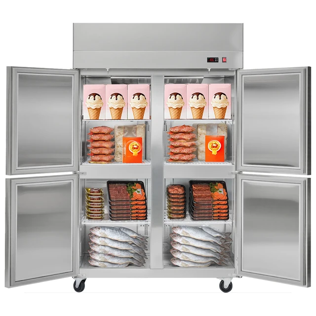 Alt view image 8 of 8 - Commercial Reach-In Freezer, 48" W, 33 Cu.Ft Stainless Steel Upright Freezer, with 4 Doors, Auto-Defrost, 6 Adjustable Shelves, -11 to 14 Temp Control, UL Certified