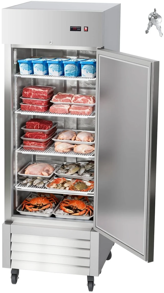 Main image of Commercial Reach-In Freezer 29" W, 22 Cu.Ft Stainless Steel Upright Freezer with Single Door, Auto-Defrost, 4 Adjustable Shelves, -11 to 14 Temp Control, LED Light, ETL Certified