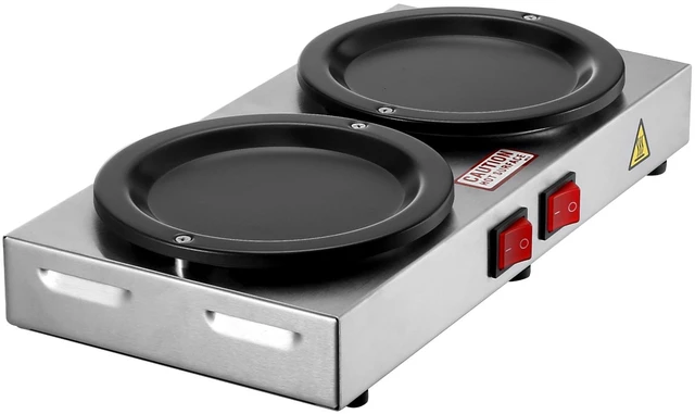 Alt view image 9 of 9 - Commercial Coffee Decanter Warm Plate, 80W x 2 Coffee-Carafe Warmer, Dual Warming Plates with Independent Control, Fits 1.8L Standard Glass Decanter, for Coffee Shop, Home, Office & Restaurant