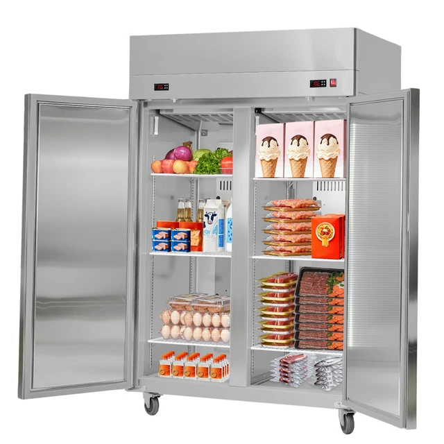 Alt view image 8 of 8 - Commercial Refrigerator and Freezer Combo 48"W, 32 Cu.Ft Stainless Steel Upright Refrigerator/Freezer with Double Doors, Auto-Defrost, 6 Adjustable Shelves, UL Certified