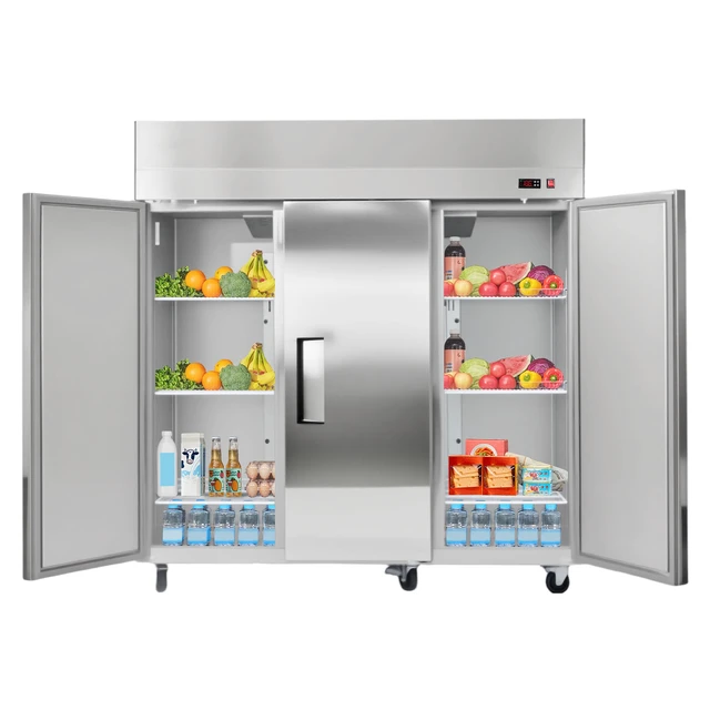 Alt view image 8 of 8 - Commercial Reach-In Refrigerator 72" W, 52 Cu.Ft Stainless Steel Upright Refrigerator with Three Doors, Auto-Defrost, 9 Adjustable Shelves, 32 to 50 Temp Control, UL Certified