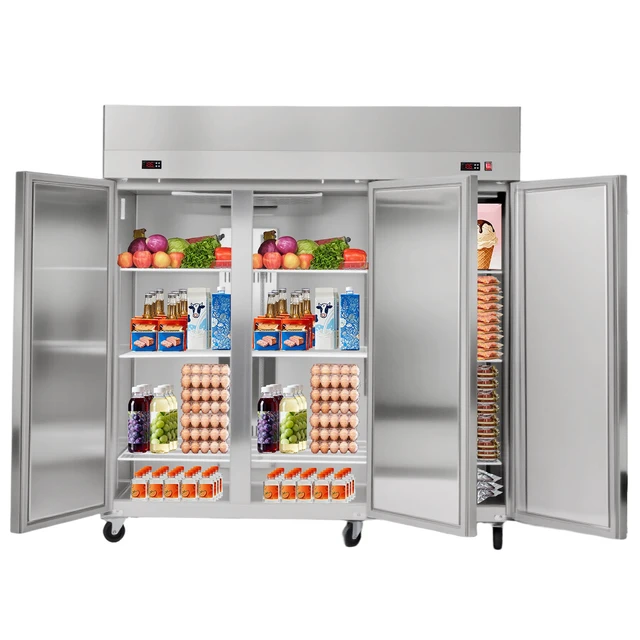 Alt view image 8 of 8 - Commercial Refrigerator and Freezer Combo 72"W, 51 Cu.Ft Stainless Steel Upright Freezer/Refrigerator with Three Doors, Auto-Defrost, 9 Adjustable Shelves, UL Certified