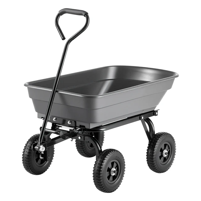 Alt view image 8 of 8 - VEVOR Garden Dump Cart, 400 lbs Poly Dump Cart, Garden Carts Dumps Wagon with 90° Quick-Dumps Mechanism, 180° Swivel Wheels, 270° Flexible Rotating Bearings, Yard Wagon for Plants, Soil, Crops