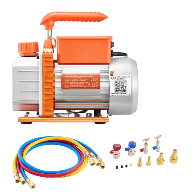 Alt view image 2 of 2 - Vevor AC Vacuum Pump and Gauge Set, 3.5 CFM 1/4 HP, Single Stage Rotary Vane HVAC Vacuum Pump, A/C Manifold Gauge Kit, for R134a R22 R410a R1234YF R32, with Carry Bag, for Auto HVAC Air Conditioning