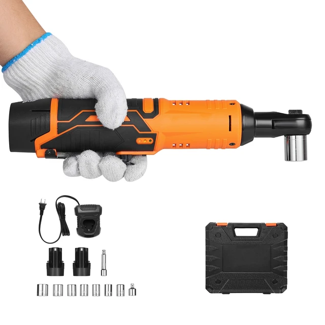 Alt view image 9 of 9 - VEVOR Cordless Ratchet Wrench, 3/8 inch Drive, 240 RPM, up to 33 ft-lbs of Torque, Battery Powered Electric Ratchet Wrench Set with Two 2.0Ah Batteries, Charger, Sockets, Adaptor and Extension Bar