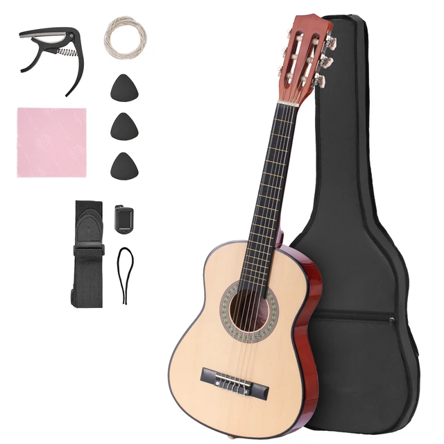 Alt view image 9 of 9 - VEVOR Classical Guitar 30 in Guitar Beginner Starter Kit Nylon Strings Natural