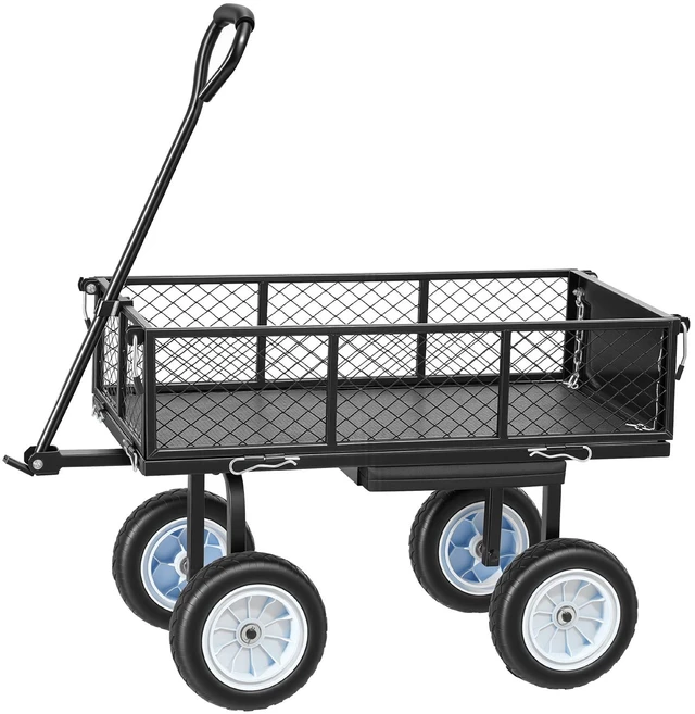 Alt view image 8 of 8 - VEVOR Garden Cart with Seat, 500 LBS, Rolling Steel Garden Work Seat with Wheels, Heavy Duty Gardening Stool, with Tool Tray & Adjustable Handle, Outdoor Yard Wagon, for Lawn, Patio, Backyard, Black
