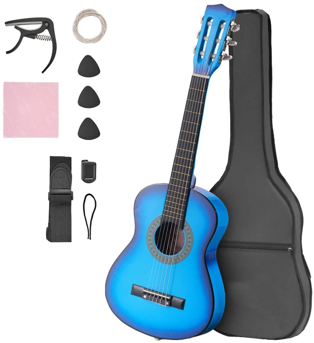 Alt view image 9 of 9 - VEVOR Classical Guitar 30 in Guitar Beginner Starter Kit with Nylon Strings Blue