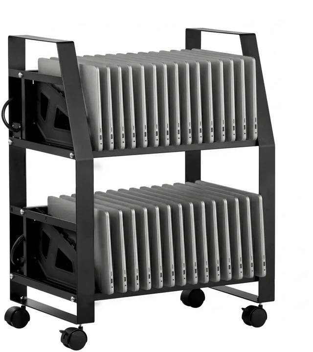 Main image of VEVOR Laptop Charging Cart, 32 Devices Mobile Open Charging Station with Wheels, for Tablet and Laptop Up to 15.6 in Screen Size, Easy Access Slots, Surge Control, for Office, Classroom, Library
