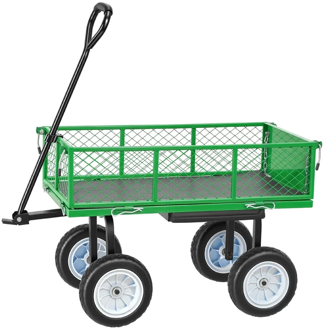 Alt view image 8 of 8 - VEVOR Garden Cart with Seat, 500 LBS, Rolling Steel Garden Work Seat with Wheels, Heavy Duty Gardening Stool, with Tool Tray & Adjustable Handle, Outdoor Yard Wagon, for Lawn, Patio, Backyard, Green