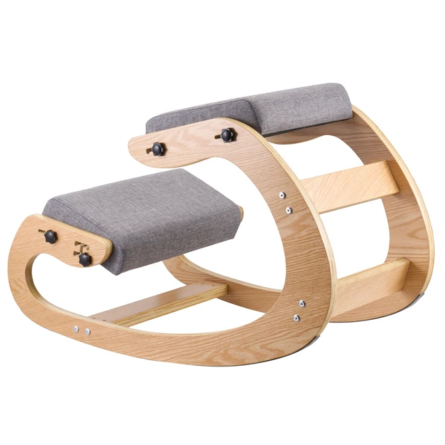 Alt view image 8 of 8 - VEVOR Ergonomic Kneeling Chair, Wooden Posture Knee Chair with Adjustable Thick Foam Cushions & Solid Wood Frame, Adjustable Height, Relief for Neck or Back Pain for Home, Office or Meditation, Gray